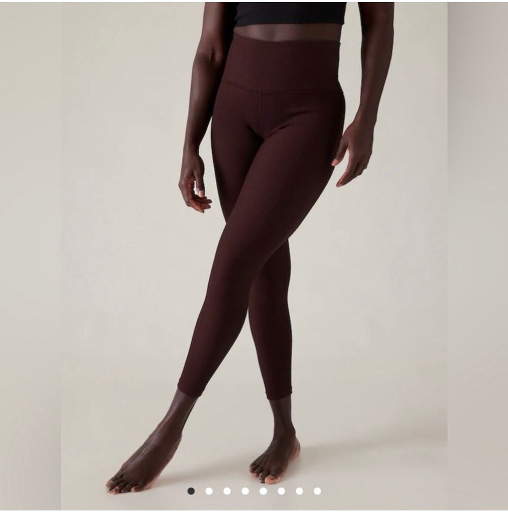 Athleta Leggings Womens Medium Burgundy Elation Rib Yoga Pilates Gym Athletic